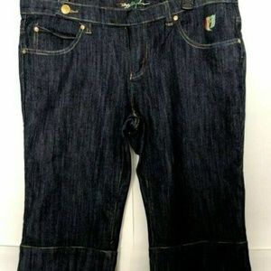 Ruff Ryders Multicolor Embroidered Dark Blue Capri